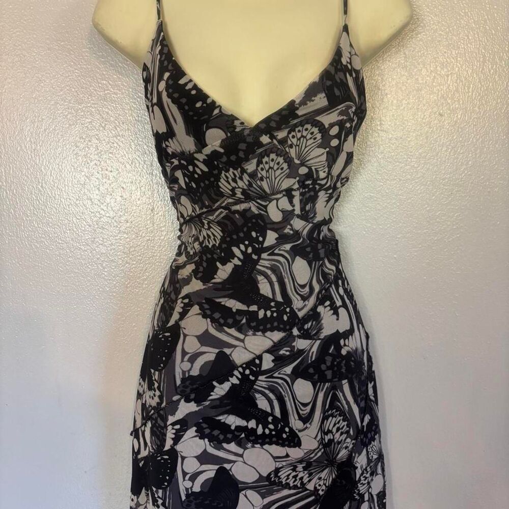 Garage Y2K Black & Gray Butterfly Mesh Cami Dress – Size M